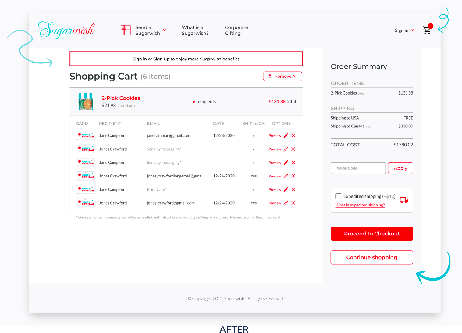 shopping cart, after